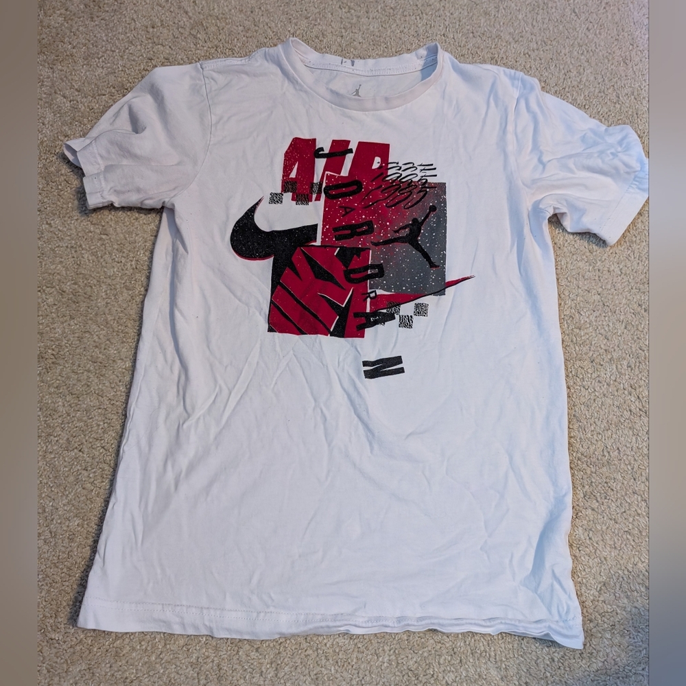 Kids Michael Jordan White and Red Short Sleeve Tee